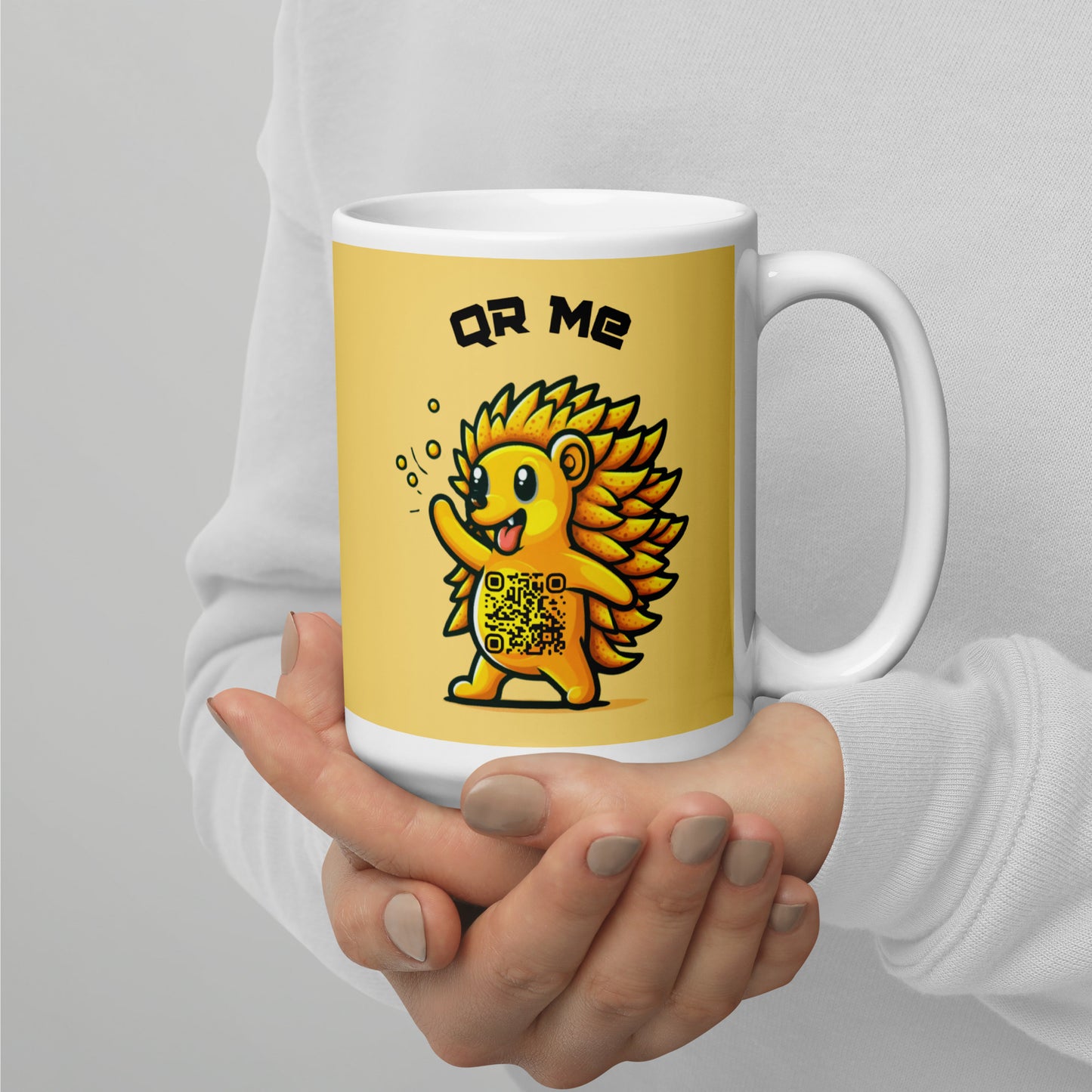 Hedgehog Emoji Personalized QR Code mug-QR GEAR STORE