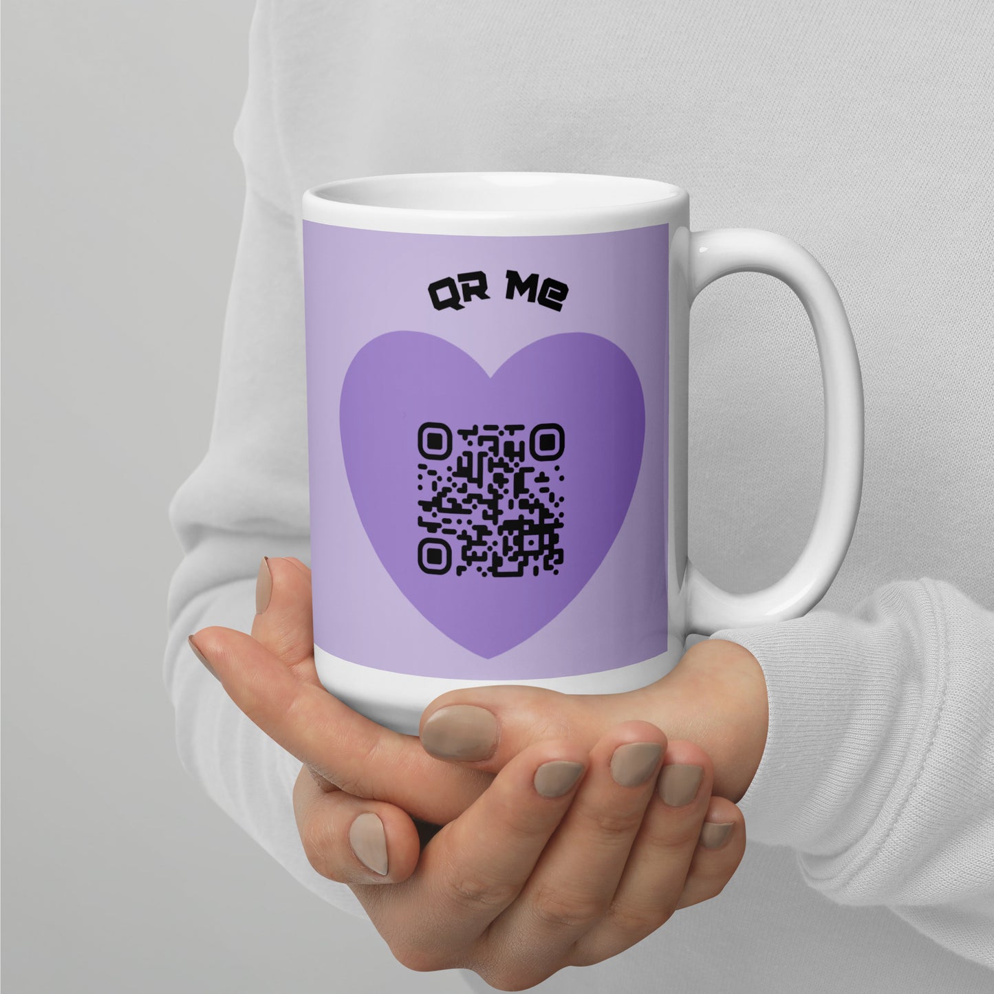 Purple Heart Alien Emoji QR Code Me mug-QR GEAR STORE