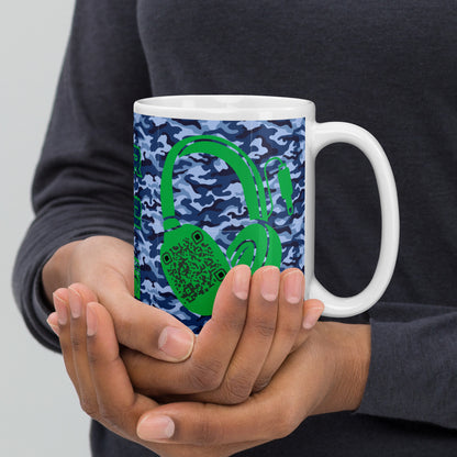 Personalized QR Code Blue Camo Mug – Share Your Music