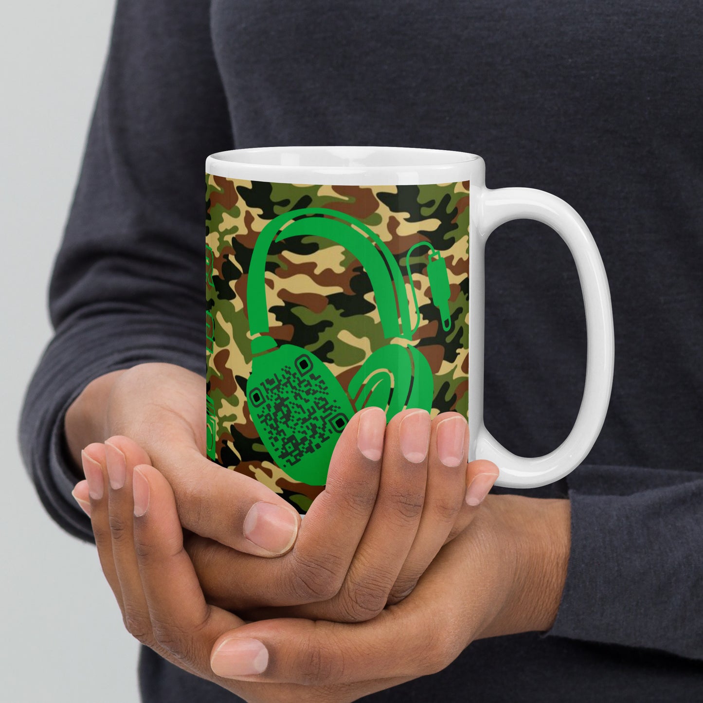 Personalized Camouflage QR Code Mug – Music Sharing Made Easy