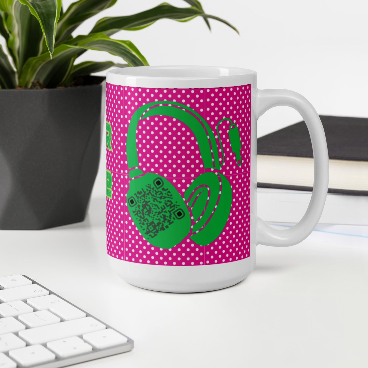 Custom QR Code Mug Polka Dot Design – Share Your Music