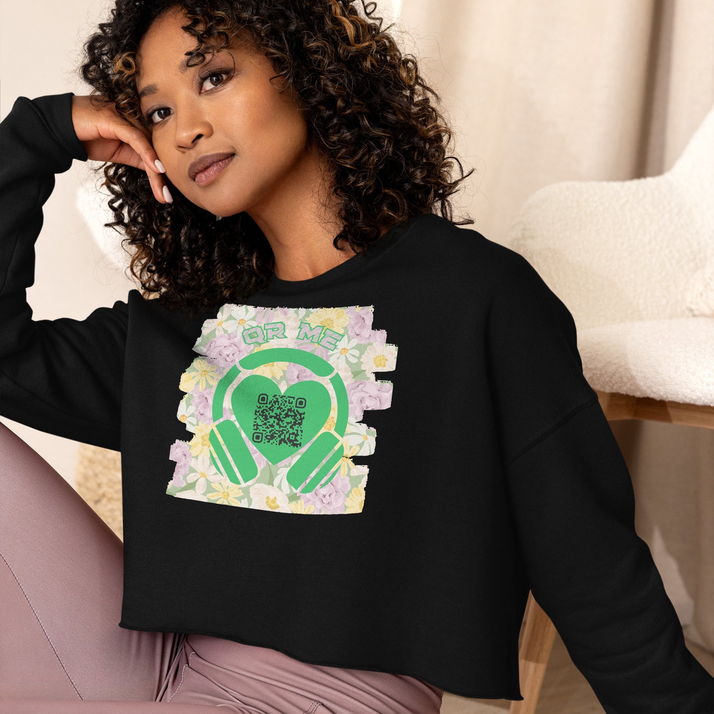 Viva Latino Cropped Sweatshirt – Share Your Spotify Playlist with a QR Code