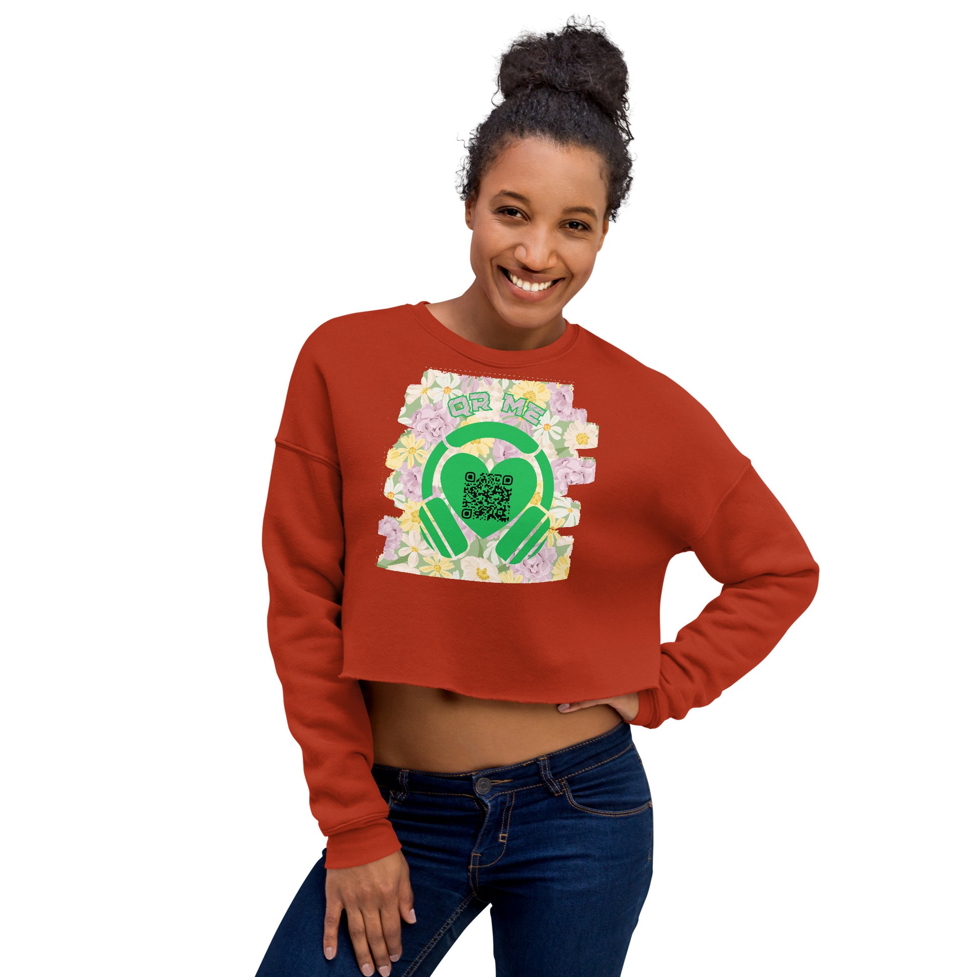 Viva Latino Cropped Sweatshirt – Share Your Spotify Playlist with a QR Code