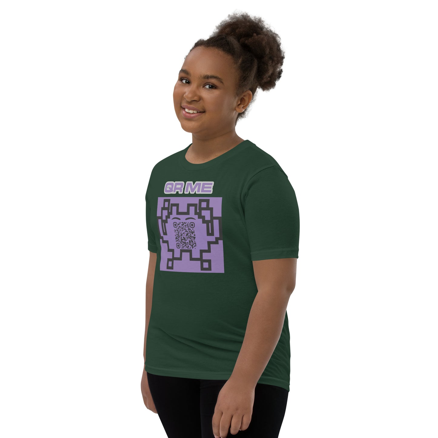 Fun Alien Emoji QR Code Youth Short Sleeve T-Shirt-QR GEAR STORE