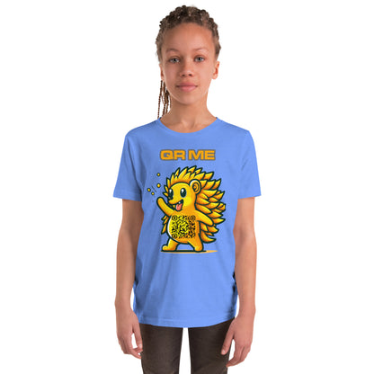 Fun Hedgehog Emoji QR Code Youth Short Sleeve T-Shirt-QR GEAR STORE