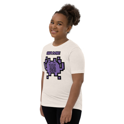 Fun Alien Emoji QR Code Youth Short Sleeve T-Shirt-QR GEAR STORE