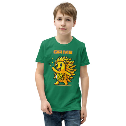 Fun Hedgehog Emoji QR Code Youth Short Sleeve T-Shirt-QR GEAR STORE