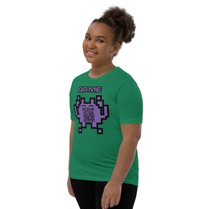 Fun Alien Emoji QR Code Youth Short Sleeve T-Shirt-QR GEAR STORE