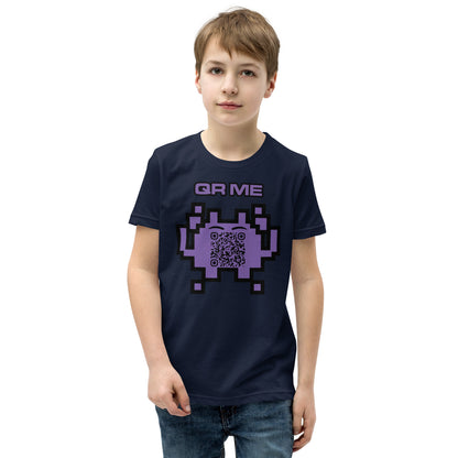 Fun Alien Emoji QR Code Youth Short Sleeve T-Shirt-QR GEAR STORE