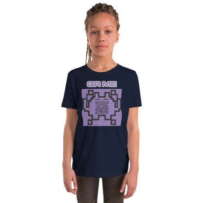 Fun Alien Emoji QR Code Youth Short Sleeve T-Shirt-QR GEAR STORE