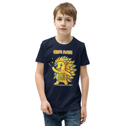 Fun Hedgehog Emoji QR Code Youth Short Sleeve T-Shirt-QR GEAR STORE