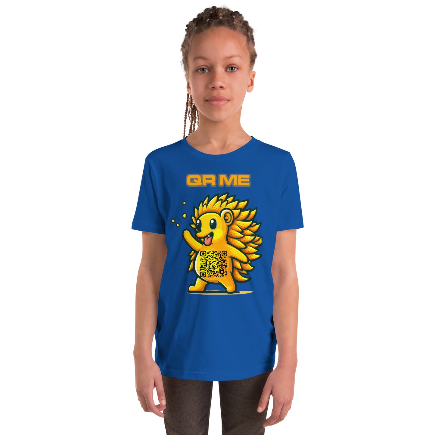 Fun Hedgehog Emoji QR Code Youth Short Sleeve T-Shirt-QR GEAR STORE